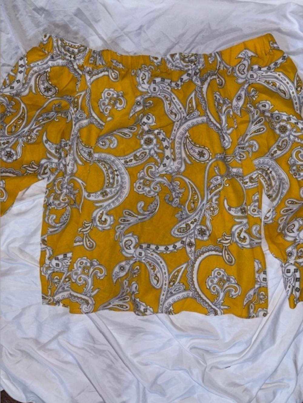 INC International Concepts Yellow Paisley Print Top